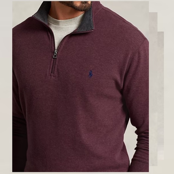 Polo by Ralph Lauren Men's Maroon& heather gray Zip-Up Sweater Sz.XLT - Picture 6 of 16